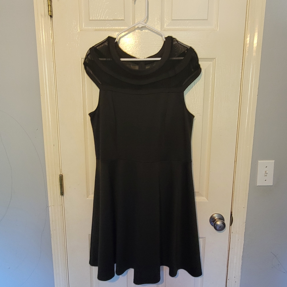Lane Bryant Black Mesh Detail Mini Dress